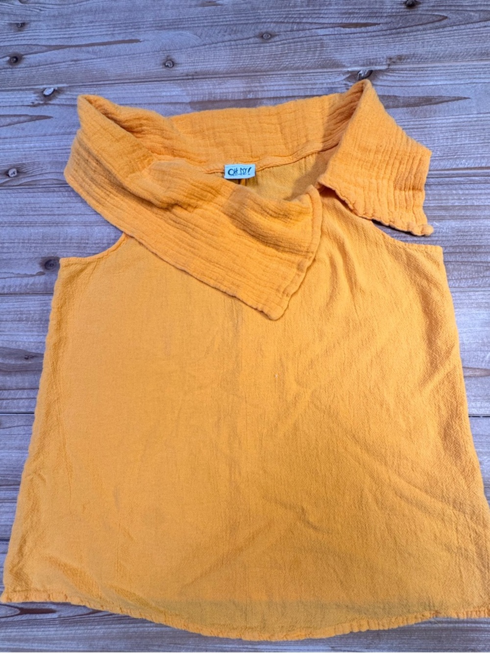 Oh My Gauze Mustard Cotton Gauze Off-Shoulder Top OS
